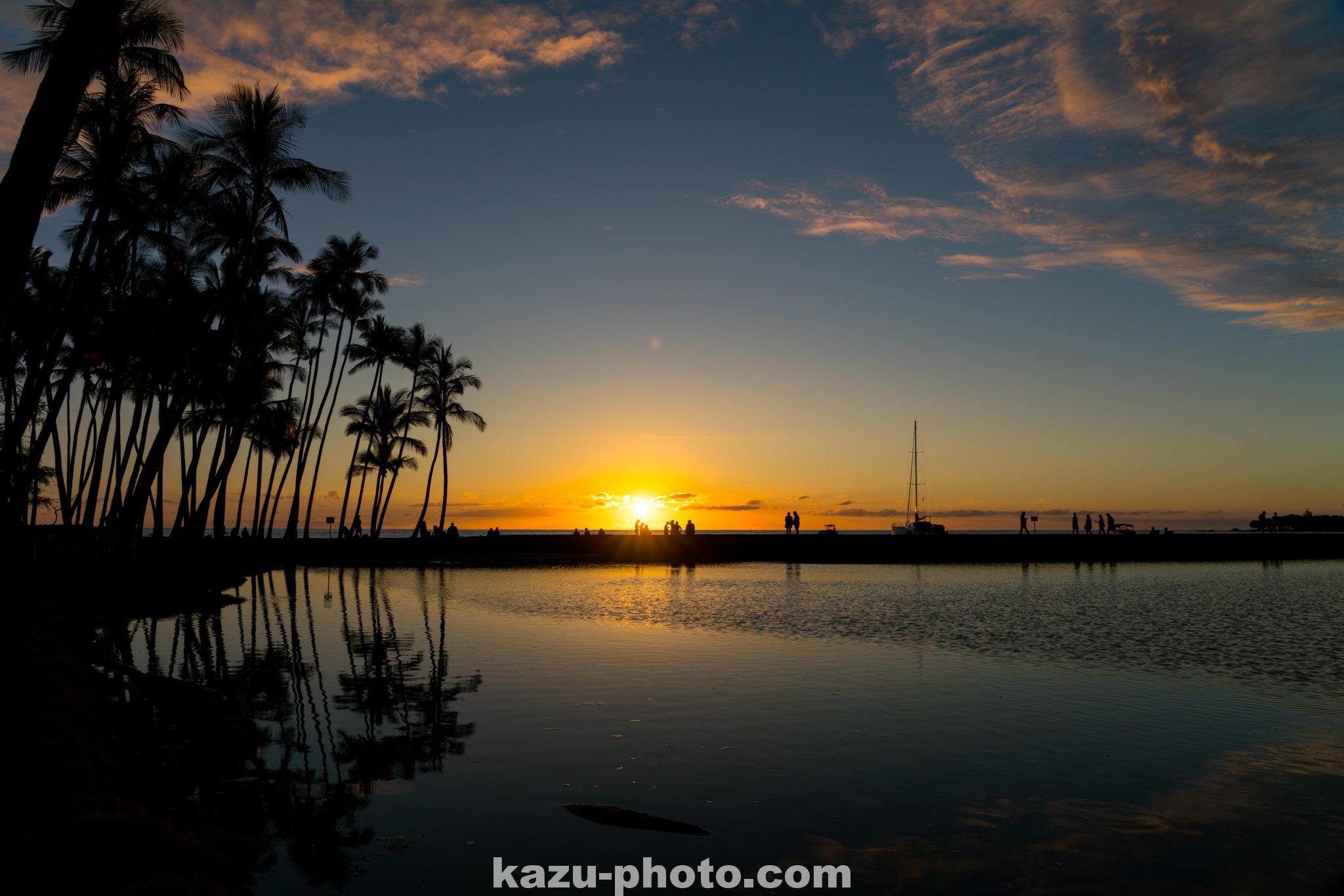 ハワイ島の絶景夕日スポット ワイコロアで撮影したサンセットの写真